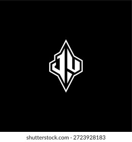 techno estilo de corrida design moderno monograma de jogo carta logotipo inicial esport conceito JU