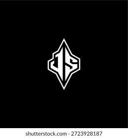 techno racing style design monograma moderno gaming letter logo inicial esport concept JS