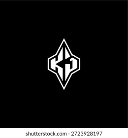techno diseño de estilo de carreras monograma moderno carta de juego logo inicial esport concept KJ