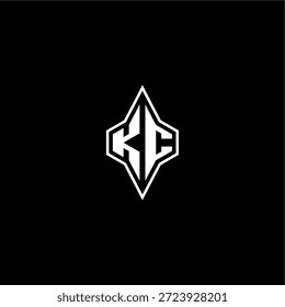 techno estilo de corrida design moderno monograma carta de jogo logotipo inicial esport conceito KC