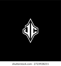 techno diseño de estilo de carreras monograma moderno carta de juego logo inicial esport concept JC