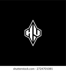 techno estilo de corrida design moderno monograma de jogo carta logotipo inicial esport conceito HU