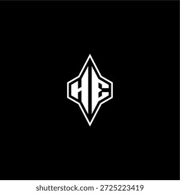techno estilo de corrida design moderno monograma carta de jogo logotipo inicial esport conceito HE