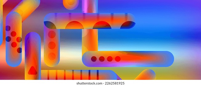 Techno round shapes, lines abstract background with glossy elements. Vector Illustration For Wallpaper, Banner, Background, Card, Book Illustration, landing page
