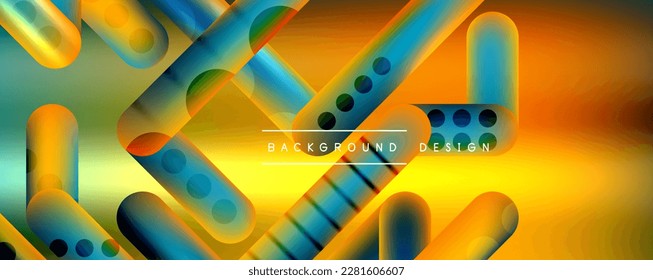 Techno round shapes, lines abstract background with glossy elements. Vector Illustration For Wallpaper, Banner, Background, Card, Book Illustration, landing page