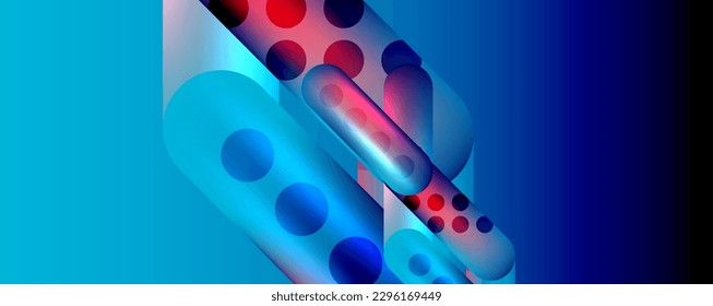 Techno round shapes, lines abstract background with glossy elements. Vector Illustration For Wallpaper, Banner, Background, Card, Book Illustration, landing page