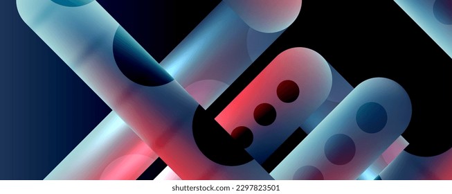 Techno round shapes, lines abstract background with glossy elements. Vector Illustration For Wallpaper, Banner, Background, Card, Book Illustration, landing page