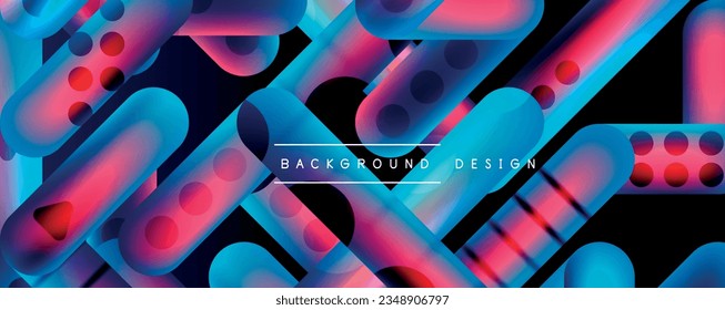Techno round shapes, lines abstract background with glossy elements. Vector Illustration For Wallpaper, Banner, Background, Card, Book Illustration, landing page