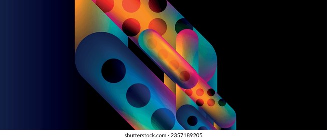 Techno round shapes, lines abstract background with glossy elements. Vector Illustration For Wallpaper, Banner, Background, Card, Book Illustration, landing page