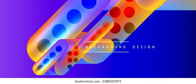 Techno round shapes, lines abstract background with glossy elements. Vector Illustration For Wallpaper, Banner, Background, Card, Book Illustration, landing page