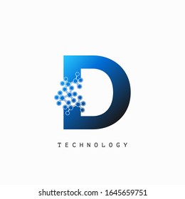 Techno Science Initial D Letter Logo Vector Design.