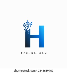 Diseño del vector de la letra H inicial de la ciencia Techno.