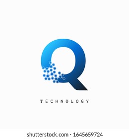 Techno Science Initial Q Letter Logo Vector Design.