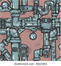 techno seamless background. Steam punk field