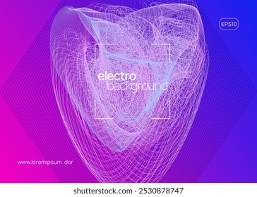 Techno Set. Dj Poster. Discotheque Electro Element. Soundwave Disco Invitation. Pink Party Banner. Festival Invite. Violet Music Magazine. Blue Techno Set