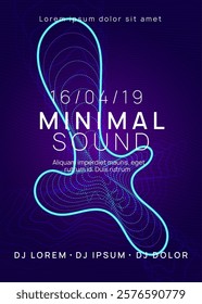 Techno Set. Fest Background. Electro Invite. Night Club Festival Graphic. Green Dance Poster. Psychedelic Beat Invitation. Violet Sound Magazine. Pink Techno Set