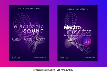 Techno Set. Party Flyer. Pink Dance Poster. Green Dj Magazine. Music Concert Graphic. Festival Cover. Nightclub Radio Invitation. Blue Techno Set