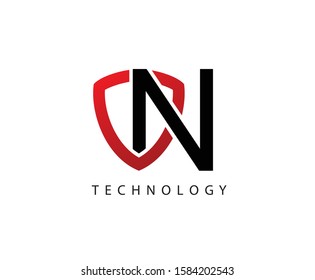 Techno Shield N Letter Logo Icon