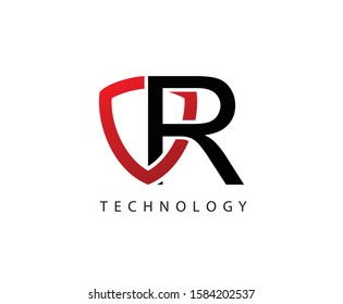 Techno Shield R Letter Logo Icon