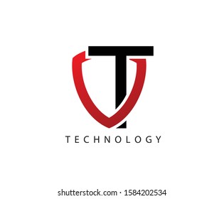 Techno Shield T Letter Logo Icon