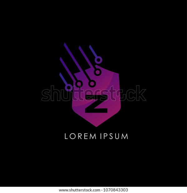 Techno Shield Z Letter Logo Stock Vektorgrafik Lizenzfrei 1070843303