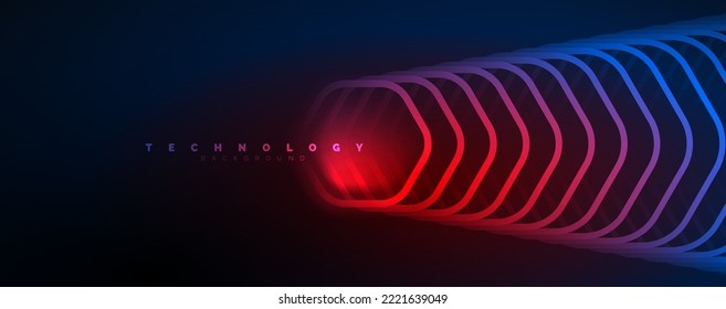 Techno-glänzende Hexagons abstrakter Hintergrund, Technologie-Energie-Raum-Lichtkonzept, abstrakter Hintergrund-Bildschirmhintergrund