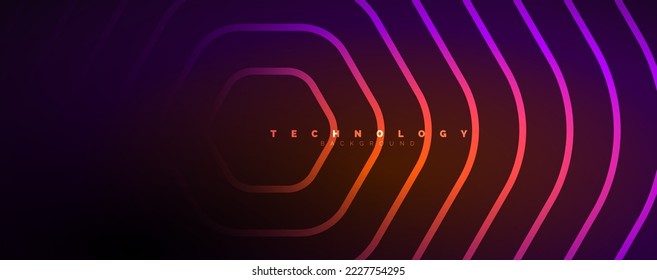 Techno shiny hexagons abstract background, technology energy space light concept, abstract background wallpaper design