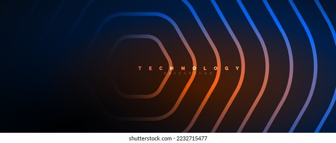 Techno shiny hexagons abstract background, technology energy space light concept, abstract background wallpaper design