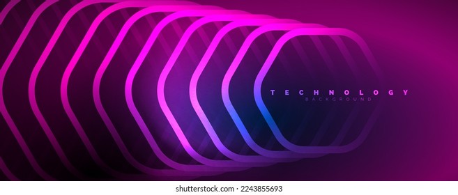Techno shiny hexagons abstract background, technology energy space light concept, abstract background wallpaper design