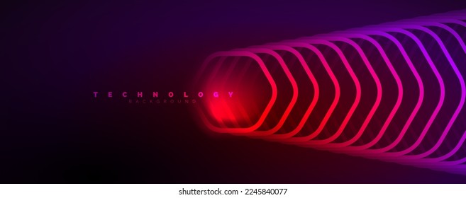 Techno shiny hexagons abstract background, technology energy space light concept, abstract background wallpaper design
