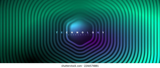Techno shiny hexagons abstract background, technology energy space light concept, abstract background wallpaper design
