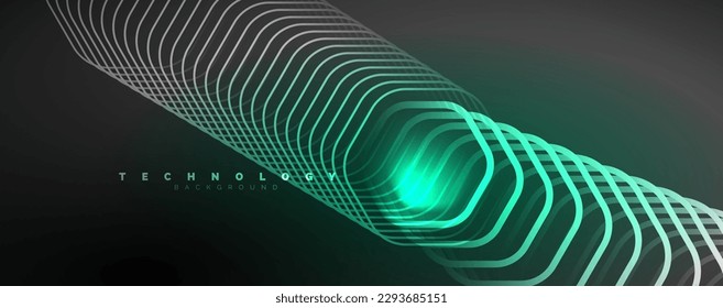 Techno shiny hexagons abstract background, technology energy space light concept, abstract background wallpaper design