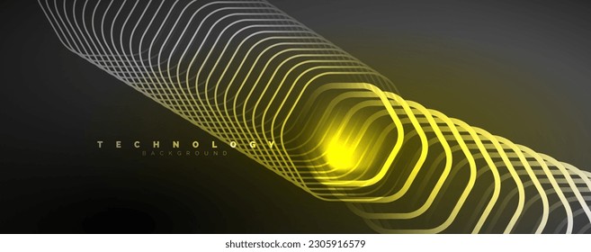 Techno shiny hexagons abstract background, technology energy space light concept, abstract background wallpaper design