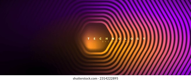 Techno shiny hexagons abstract background, technology energy space light concept, abstract background wallpaper design