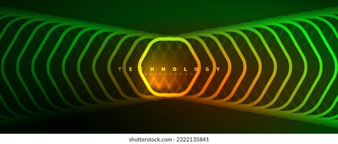 Techno shiny hexagons abstract background, technology energy space light concept, abstract background wallpaper design