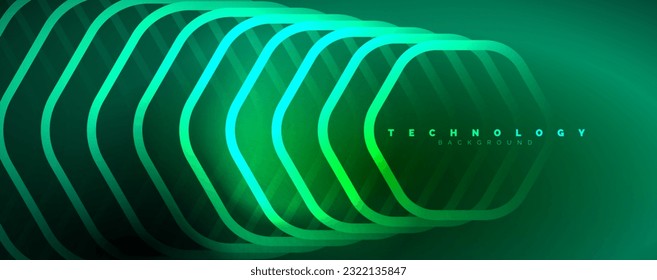 Techno shiny hexagons abstract background, technology energy space light concept, abstract background wallpaper design