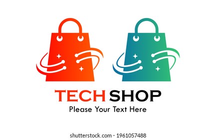Techno shop logo template illustration