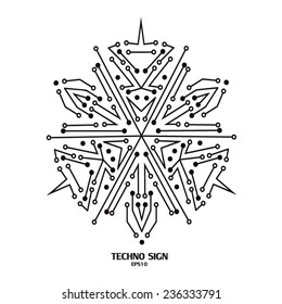 techno sign eps10 snowflake on white background