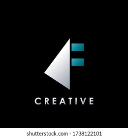 Techno Split Half Letter F  Logo Vector Design Template with geometric triangle shape.