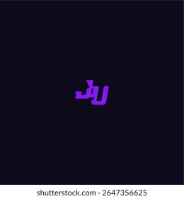 techno sport logo with bold monogram style letter cool and sporty design JU