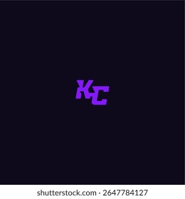 techno sport logo with bold monogram style letter cool and sporty design KC