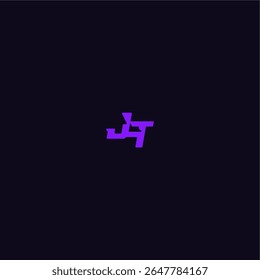techno sport logo with bold monogram style letter cool and sporty design JT