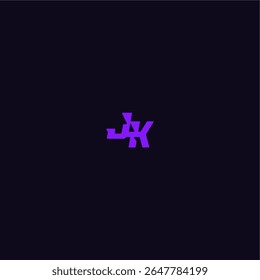 techno sport logo with bold monogram style letter cool and sporty design JK