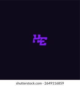 techno sport logo with bold monogram style letter cool and sporty design HE