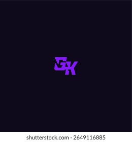 techno sport logo with bold monogram style letter cool and sporty design GK