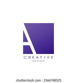 Techno Square Letter A logo.  Creative design concept square shape, stripe  line with hidden letter Alogo for initial, business identity.