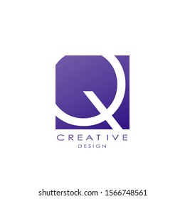 Techno Square Letter Q  logo.  Creative design concept square shape, stripe  line with hidden letter Q logo for initial, business identity.