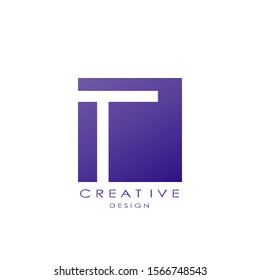 Techno Square Letter T  logo.  Creative design concept square shape, stripe  line with hidden letter T logo for initial, business identity.