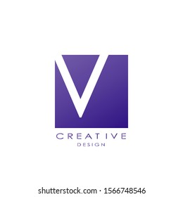 Techno Square Letter V  logo.  Creative design concept square shape, stripe  line with hidden letter V logo for initial, business identity.