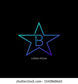 Techno Star Letter B logo.  Creative vector logo icon design  letter B with star  for business or company identity concept. 